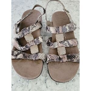 Vionic‎ 7 Orthaheel Strappy Sandals Shoes Snake Print Women’s Size 7 Browns